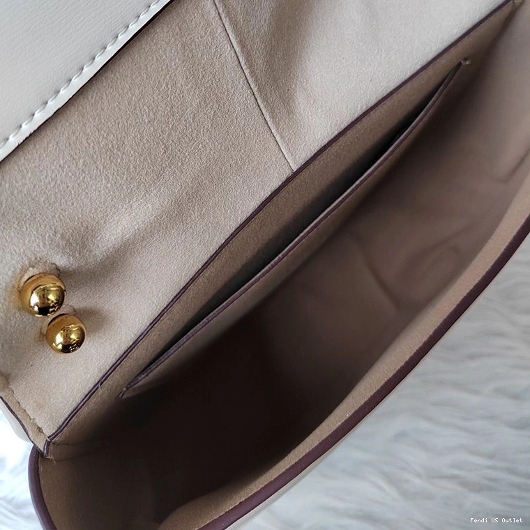 Vintage HOT White Medium Bag Leather C'mon Fendi Calf In 0805